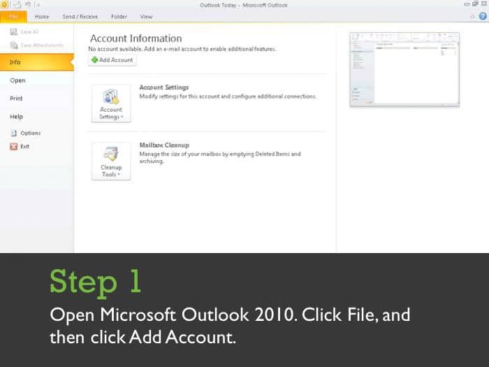 Configure Outlook 2010 by web design company